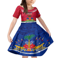 Haiti Independence Day Family Matching Mermaid Dress and Hawaiian Shirt Libete Egalite Fratenite Ayiti 1804 With Polynesian Pattern LT9 - Wonder Print Shop