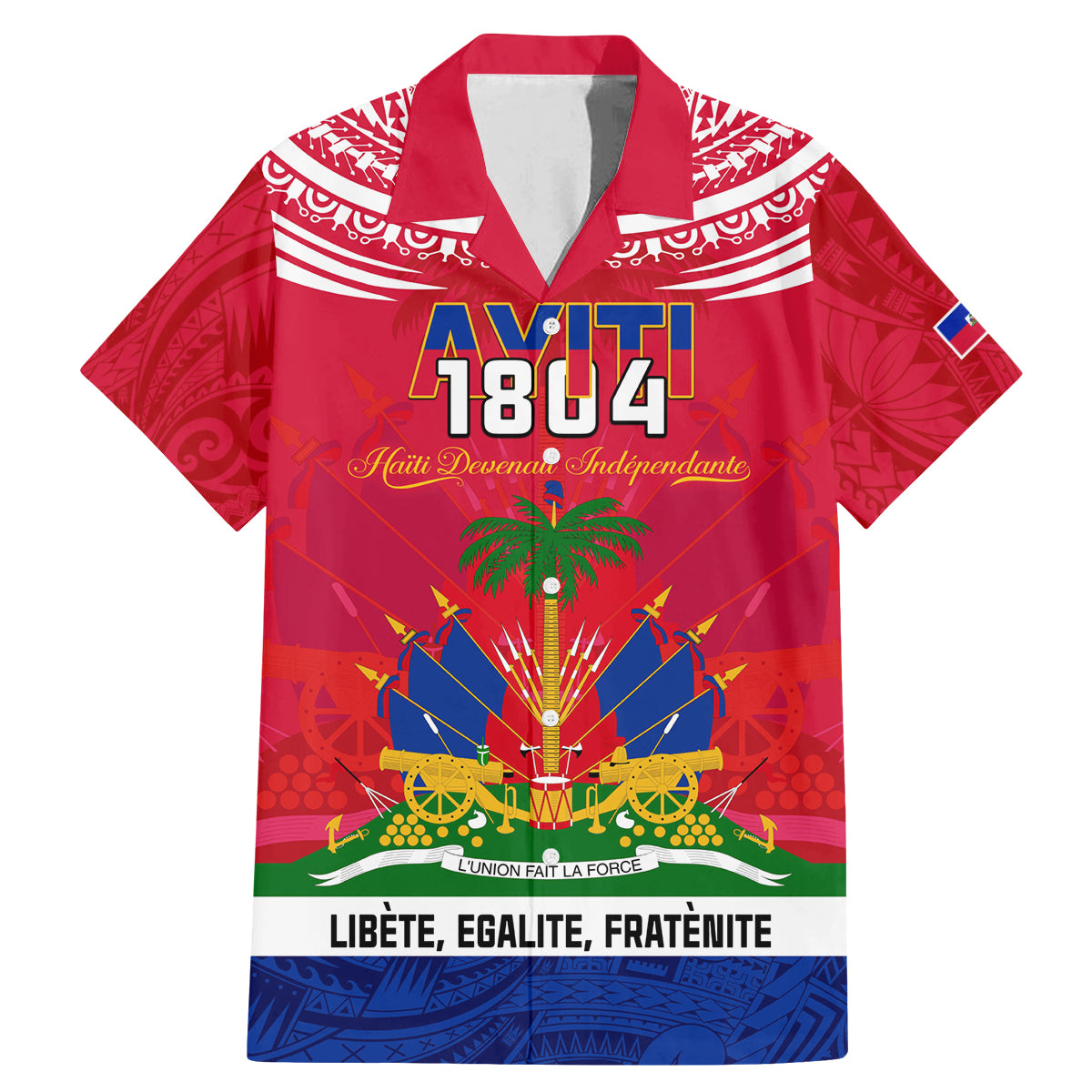 Haiti Independence Day Family Matching Mermaid Dress and Hawaiian Shirt Libete Egalite Fratenite Ayiti 1804 With Polynesian Pattern LT9 - Wonder Print Shop