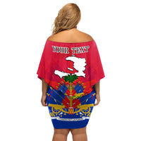 Haiti Independence Day Family Matching Off Shoulder Short Dress and Hawaiian Shirt Libete Egalite Fratenite Ayiti 1804 With Polynesian Pattern LT9 - Wonder Print Shop