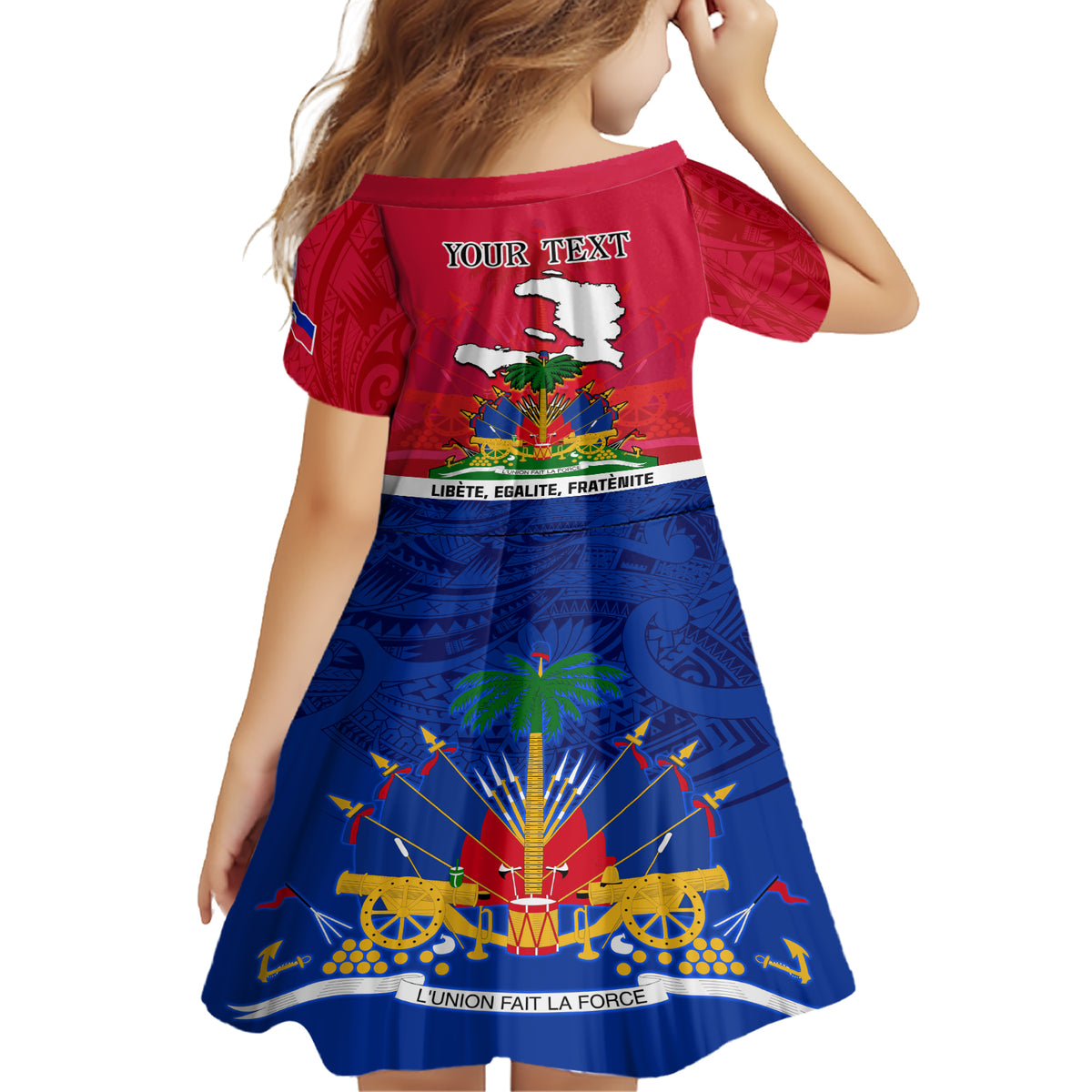 Haiti Independence Day Family Matching Short Sleeve Bodycon Dress and Hawaiian Shirt Libete Egalite Fratenite Ayiti 1804 With Polynesian Pattern - Wonder Print Shop