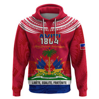 Haiti Independence Day Hoodie Libete Egalite Fratenite Ayiti 1804 With Polynesian Pattern - Wonder Print Shop