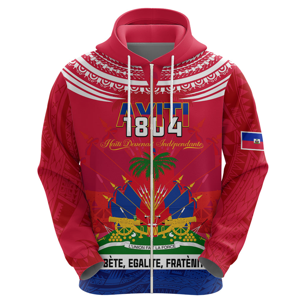 Haiti Independence Day Hoodie Libete Egalite Fratenite Ayiti 1804 With Polynesian Pattern - Wonder Print Shop