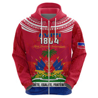 Haiti Independence Day Hoodie Libete Egalite Fratenite Ayiti 1804 With Polynesian Pattern - Wonder Print Shop