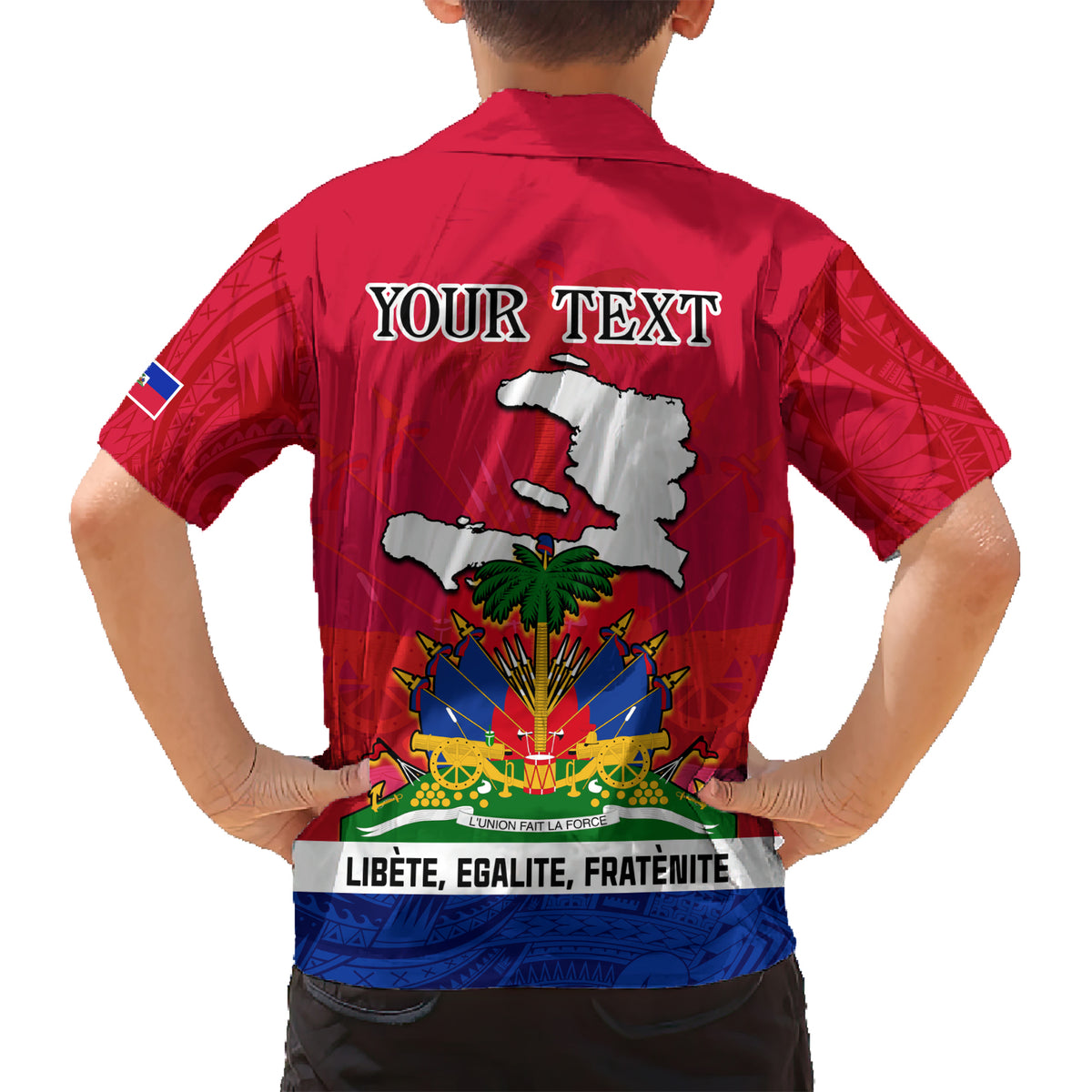 Haiti Independence Day Kid Hawaiian Shirt Libete Egalite Fratenite Ayiti 1804 With Polynesian Pattern - Wonder Print Shop