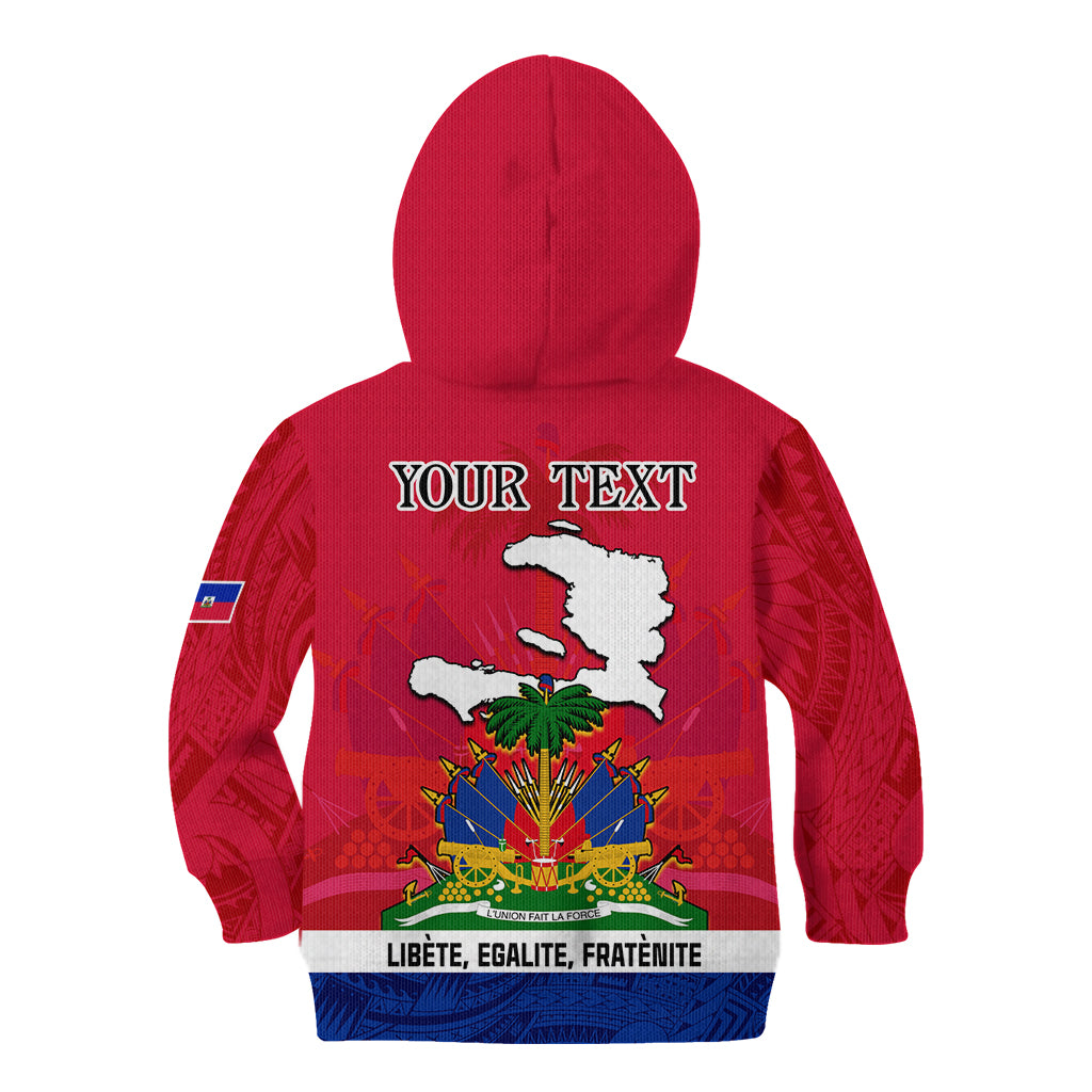 Haiti Independence Day Kid Hoodie Libete Egalite Fratenite Ayiti 1804 With Polynesian Pattern - Wonder Print Shop