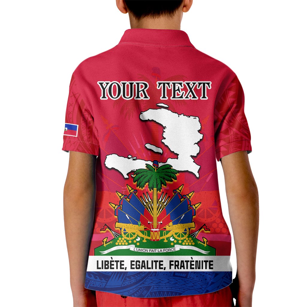 Haiti Independence Day Kid Polo Shirt Libete Egalite Fratenite Ayiti 1804 With Polynesian Pattern - Wonder Print Shop