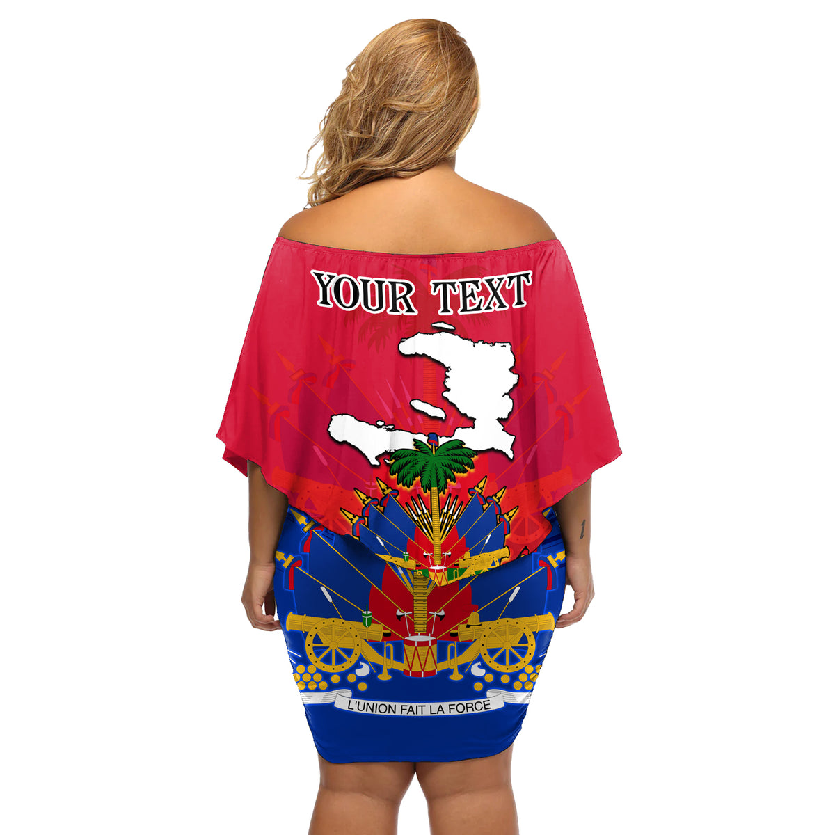 Haiti Independence Day Off Shoulder Short Dress Libete Egalite Fratenite Ayiti 1804 With Polynesian Pattern - Wonder Print Shop