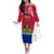 Haiti Independence Day Off The Shoulder Long Sleeve Dress Libete Egalite Fratenite Ayiti 1804 With Polynesian Pattern - Wonder Print Shop