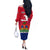 Haiti Independence Day Off The Shoulder Long Sleeve Dress Libete Egalite Fratenite Ayiti 1804 With Polynesian Pattern - Wonder Print Shop