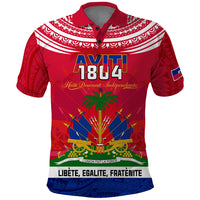 Haiti Independence Day Polo Shirt Libete Egalite Fratenite Ayiti 1804 With Polynesian Pattern - Wonder Print Shop