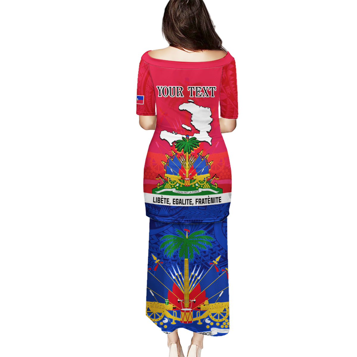 Haiti Independence Day Puletasi Libete Egalite Fratenite Ayiti 1804 With Polynesian Pattern - Wonder Print Shop