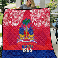 Haiti Independence Day Quilt Libete Egalite Fratenite Ayiti 1804 With Polynesian Pattern - Wonder Print Shop