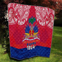 Haiti Independence Day Quilt Libete Egalite Fratenite Ayiti 1804 With Polynesian Pattern - Wonder Print Shop