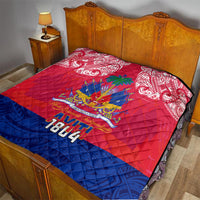 Haiti Independence Day Quilt Libete Egalite Fratenite Ayiti 1804 With Polynesian Pattern - Wonder Print Shop