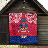 Haiti Independence Day Quilt Libete Egalite Fratenite Ayiti 1804 With Polynesian Pattern - Wonder Print Shop