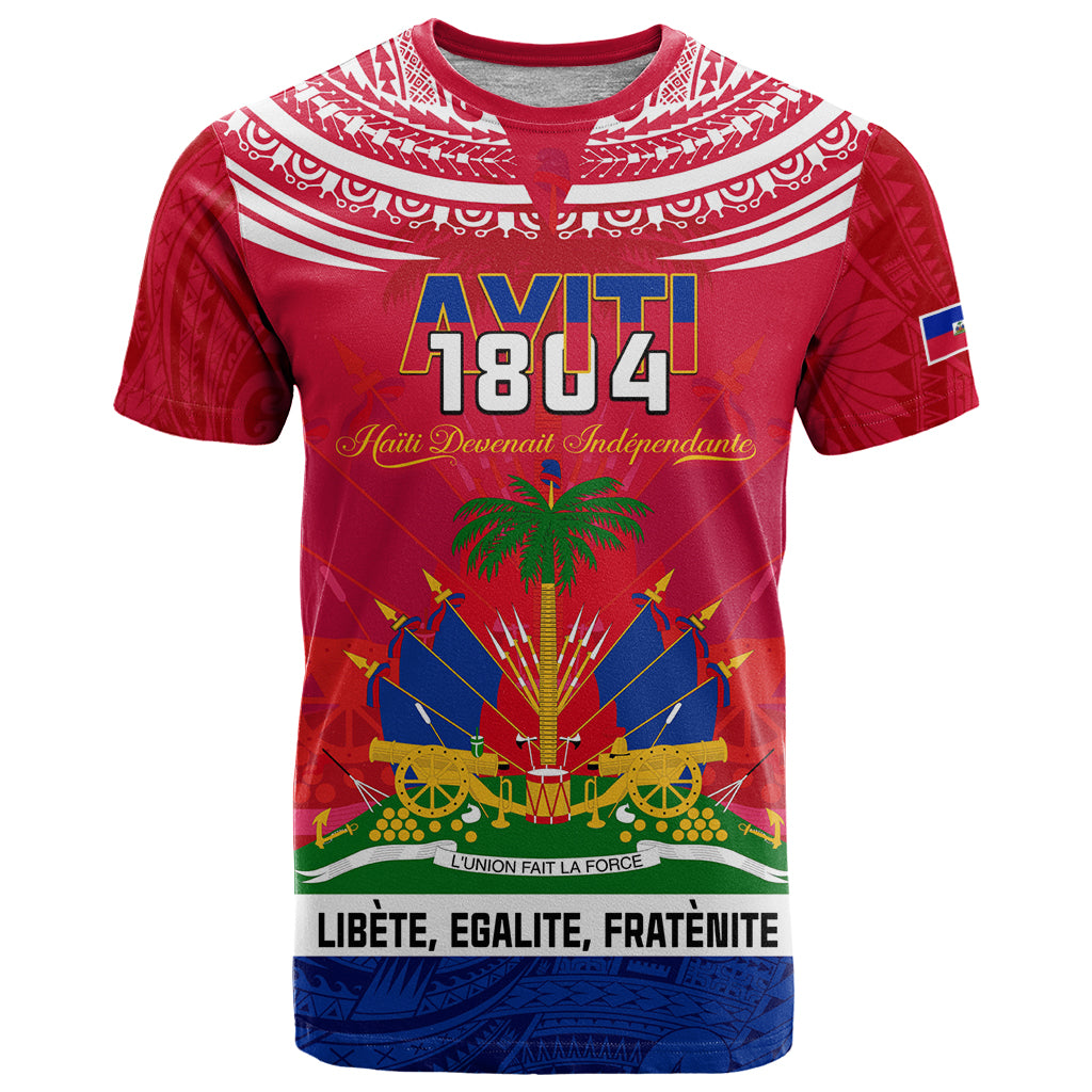Haiti Independence Day T Shirt Libete Egalite Fratenite Ayiti 1804 With Polynesian Pattern - Wonder Print Shop