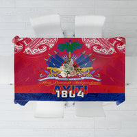 Haiti Independence Day Tablecloth Libete Egalite Fratenite Ayiti 1804 With Polynesian Pattern - Wonder Print Shop
