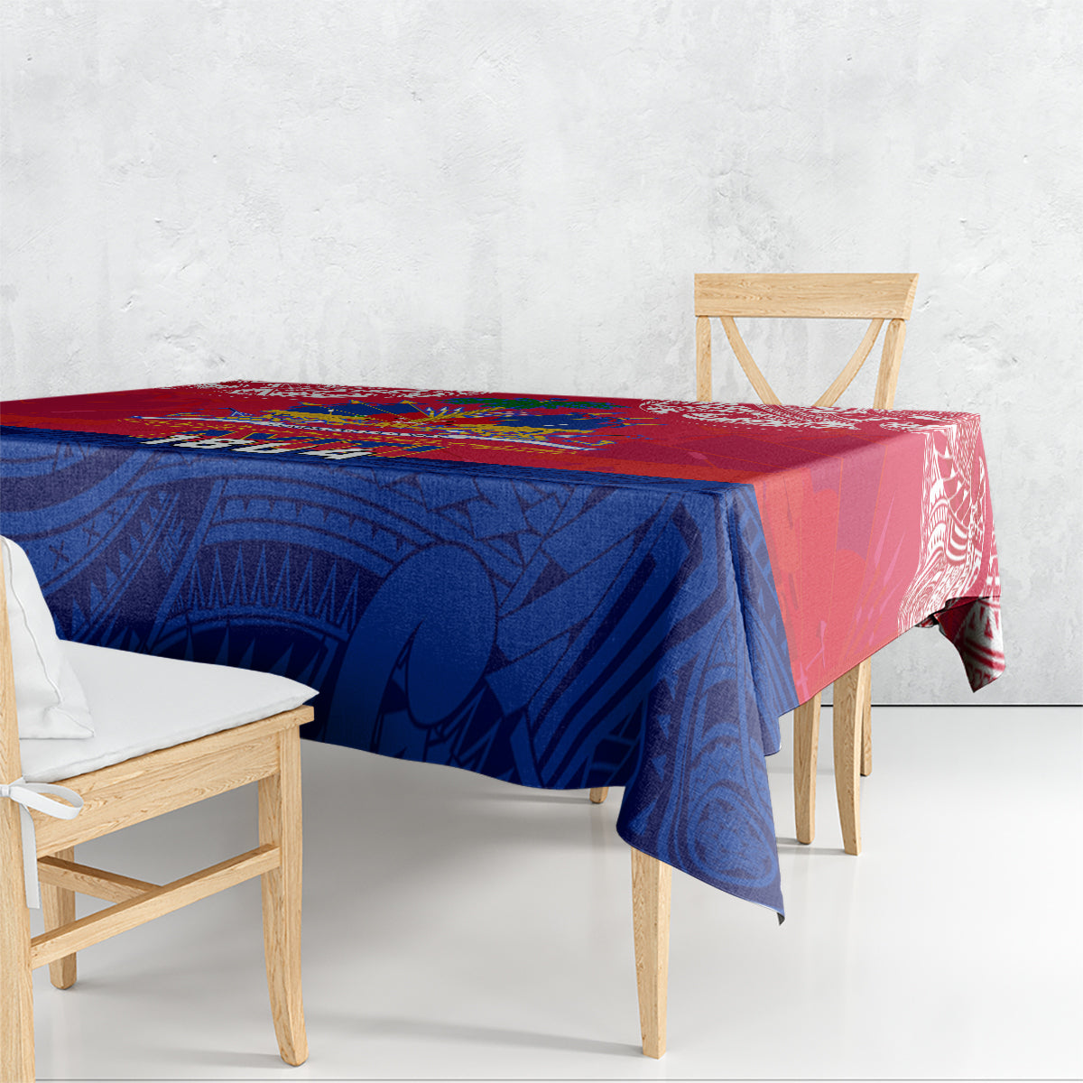 Haiti Independence Day Tablecloth Libete Egalite Fratenite Ayiti 1804 With Polynesian Pattern - Wonder Print Shop