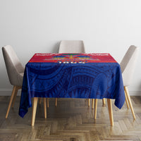 Haiti Independence Day Tablecloth Libete Egalite Fratenite Ayiti 1804 With Polynesian Pattern - Wonder Print Shop