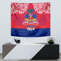 Haiti Independence Day Tapestry Libete Egalite Fratenite Ayiti 1804 With Polynesian Pattern - Wonder Print Shop