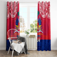 Haiti Independence Day Window Curtain Libete Egalite Fratenite Ayiti 1804 With Polynesian Pattern - Wonder Print Shop