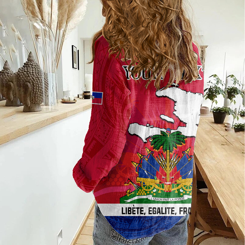 Haiti Independence Day Women Casual Shirt Libete Egalite Fratenite Ayiti 1804 With Polynesian Pattern - Wonder Print Shop