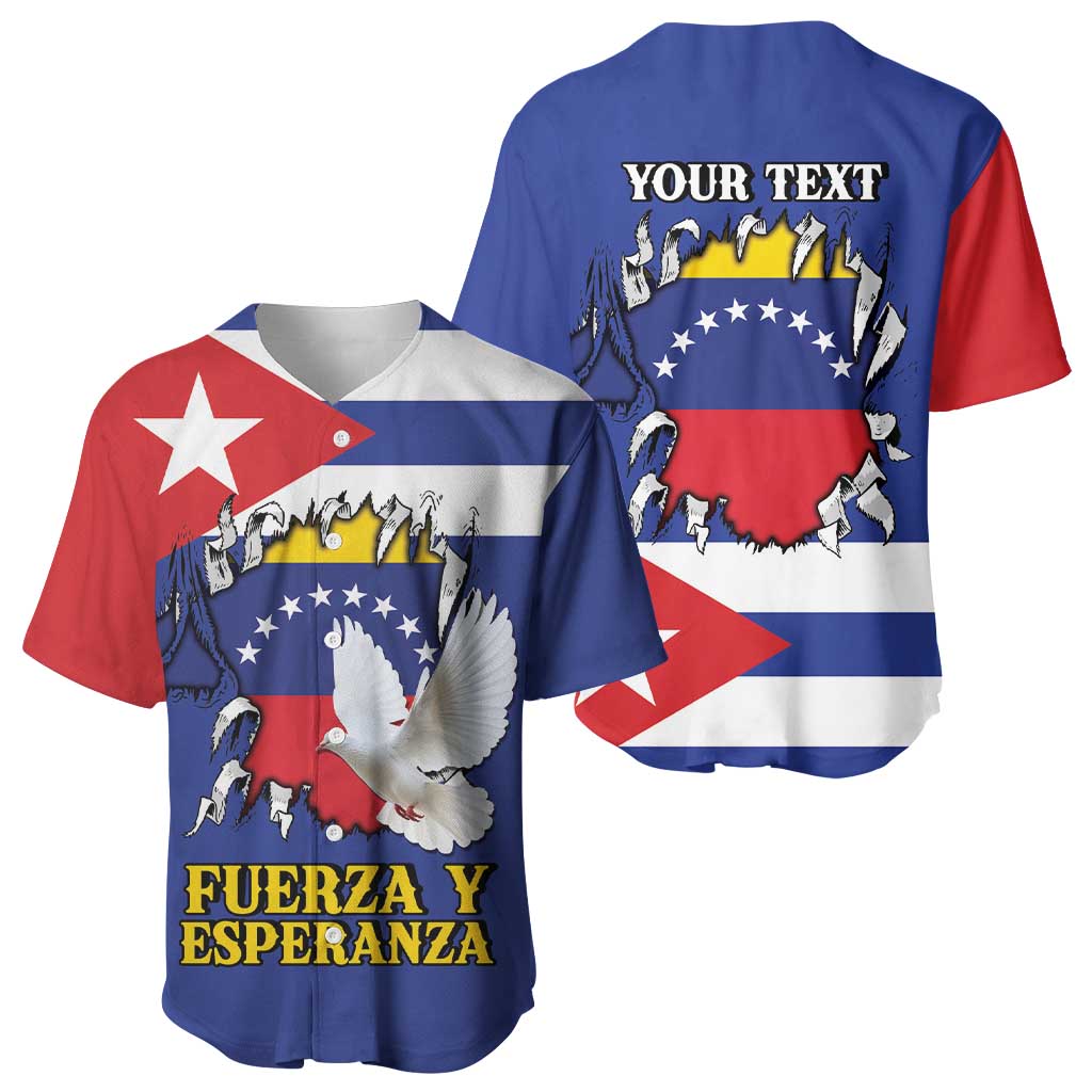 Personalized Cuba Venezuela Baseball Jersey Fuerza Y Esperanza - Wonder Print Shop