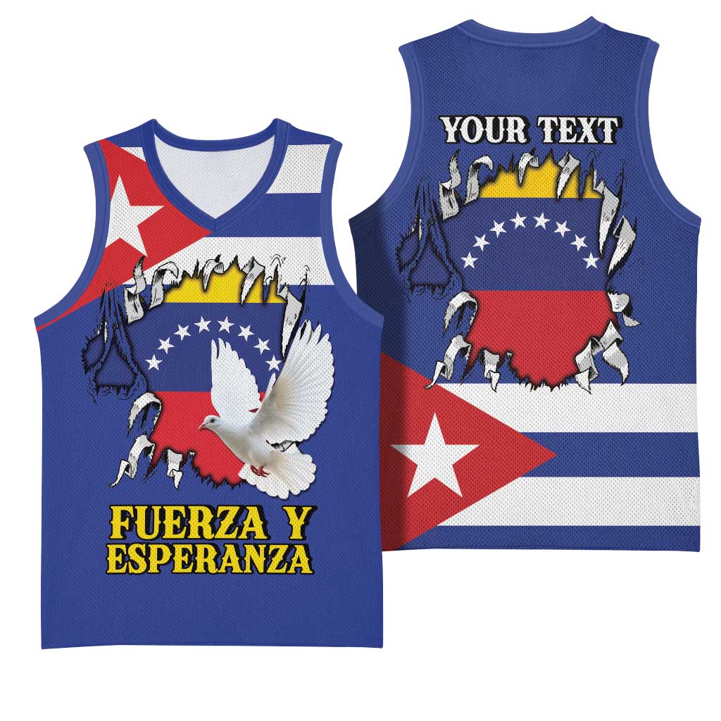 Personalized Cuba Venezuela Basketball Jersey Fuerza Y Esperanza - Wonder Print Shop