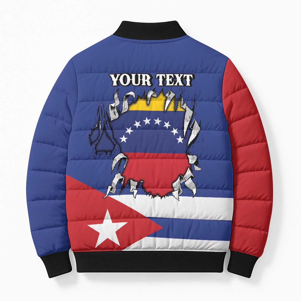 Personalized Cuba Venezuela Bomber Puffer Jacket Fuerza Y Esperanza - Wonder Print Shop