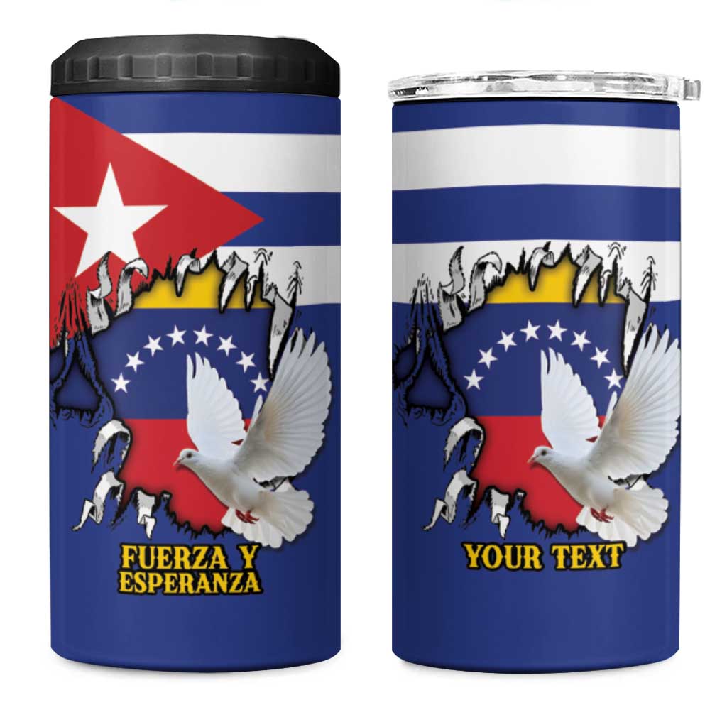Personalized Cuba Venezuela 4 in 1 Can Cooler Tumbler Fuerza Y Esperanza - Wonder Print Shop