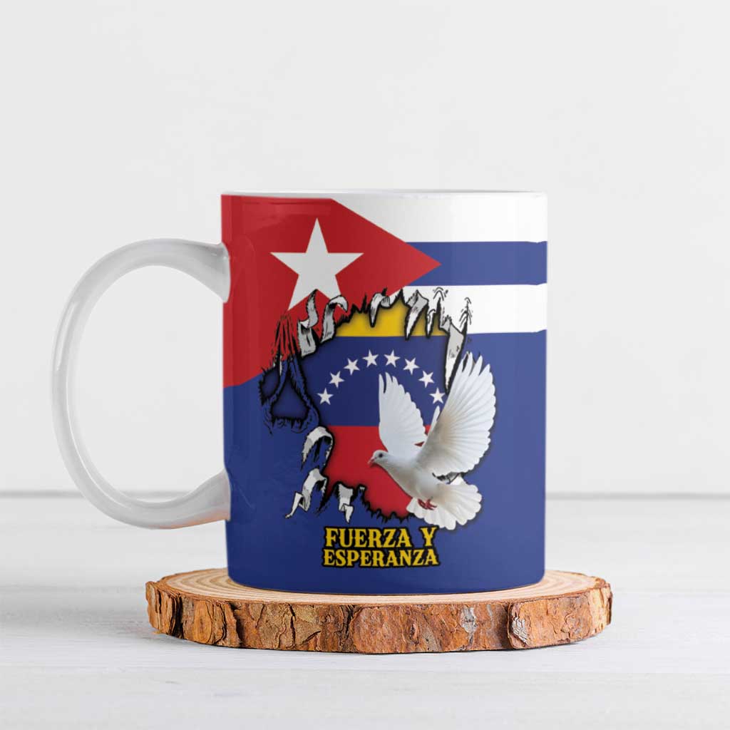 Personalized Cuba Venezuela Ceramic Mug Fuerza Y Esperanza - Wonder Print Shop