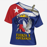 Personalized Cuba Venezuela Cross Shoulder Shirt Fuerza Y Esperanza - Wonder Print Shop