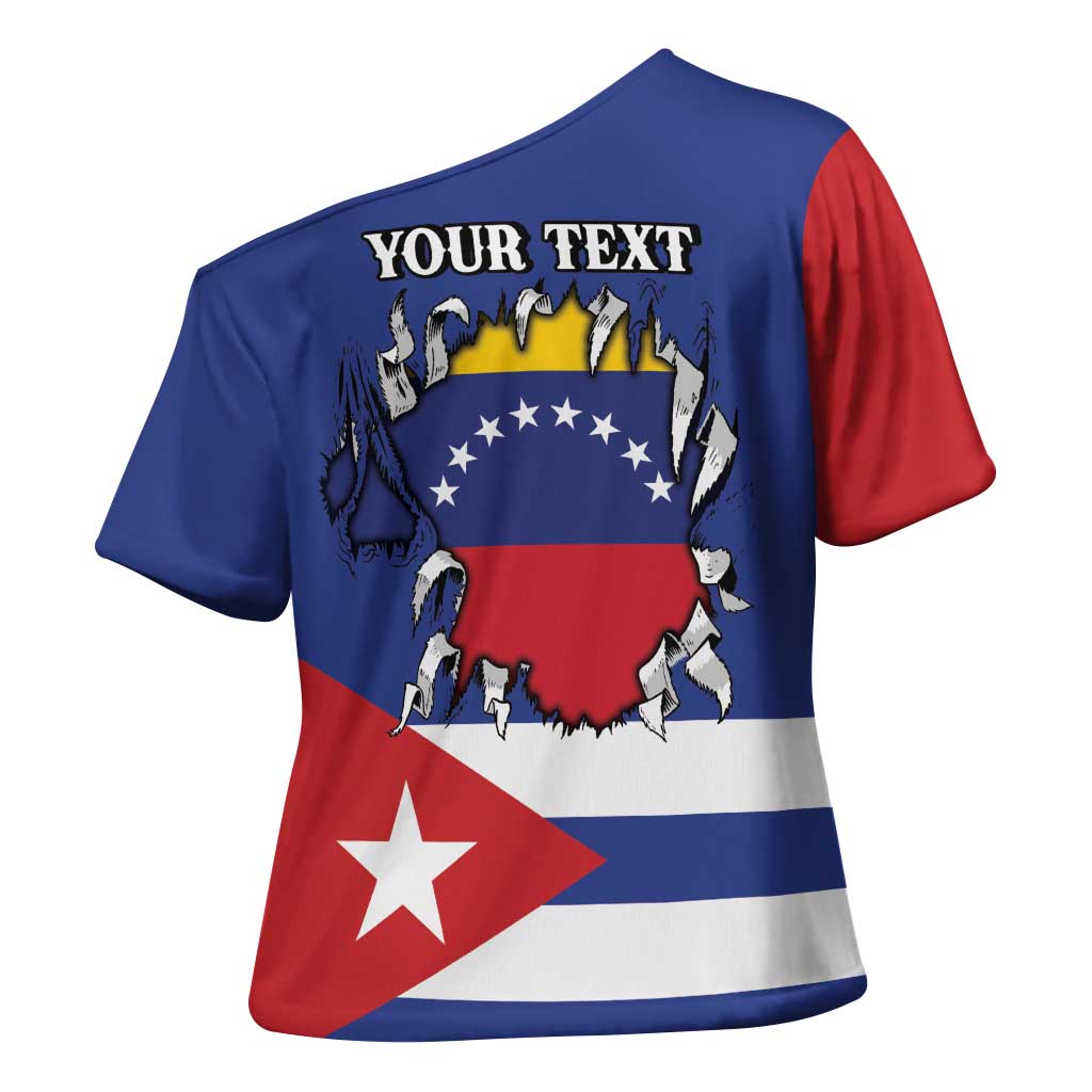 Personalized Cuba Venezuela Cross Shoulder Shirt Fuerza Y Esperanza - Wonder Print Shop