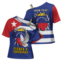 Personalized Cuba Venezuela Cross Shoulder Shirt Fuerza Y Esperanza - Wonder Print Shop