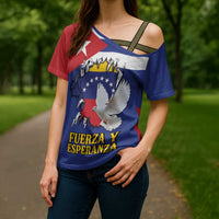 Personalized Cuba Venezuela Cross Shoulder Shirt Fuerza Y Esperanza - Wonder Print Shop