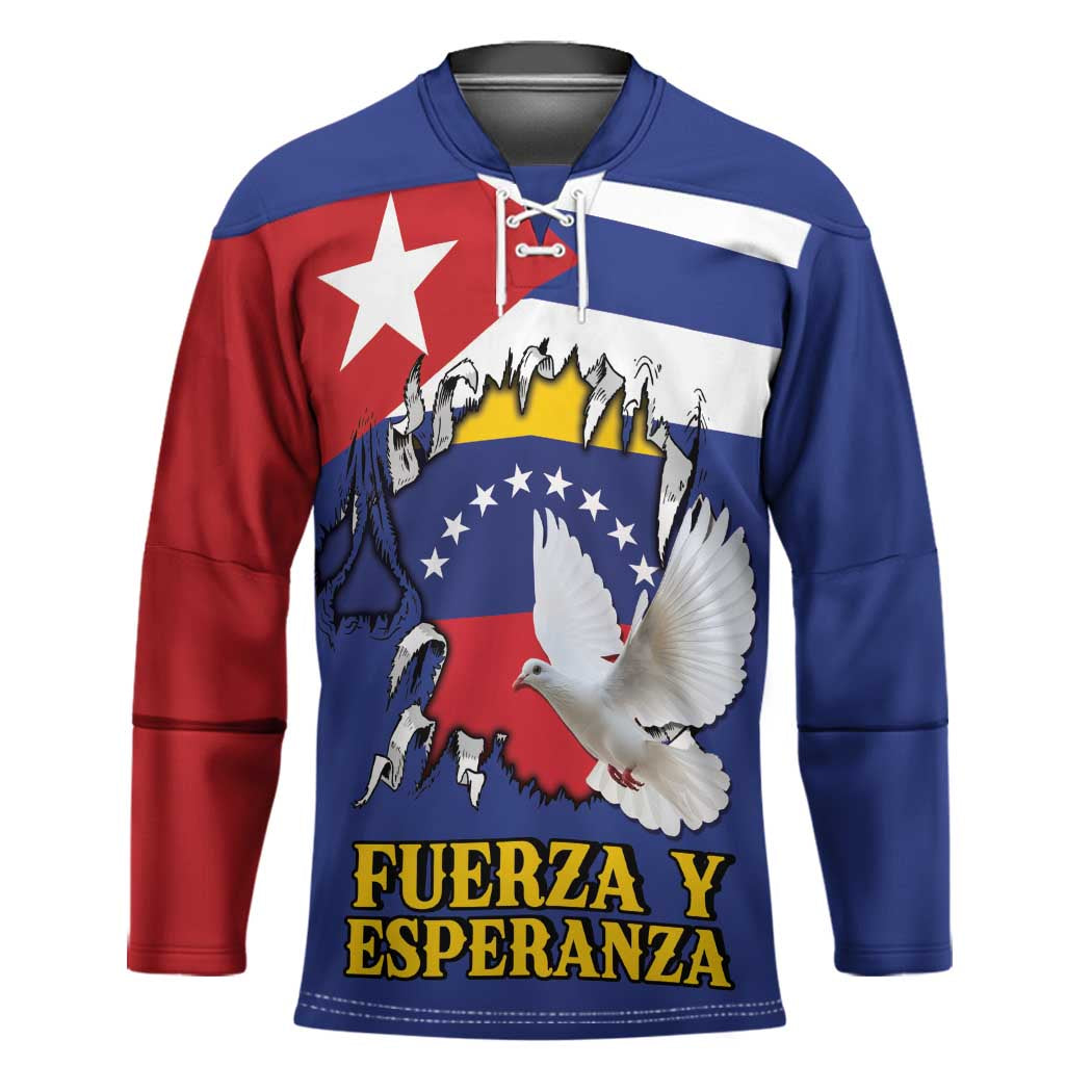 Personalized Cuba Venezuela Hockey Jersey Fuerza Y Esperanza - Wonder Print Shop