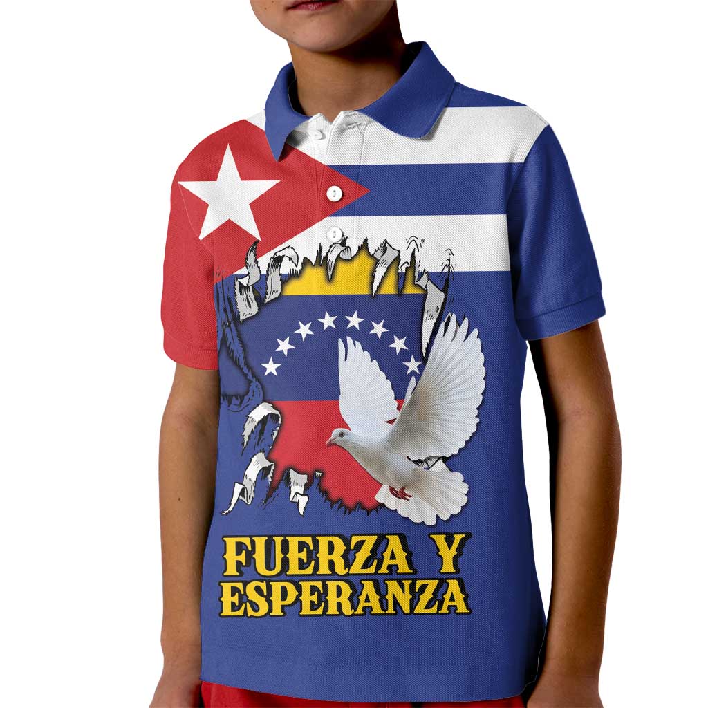 Personalized Cuba Venezuela Kid Polo Shirt Fuerza Y Esperanza - Wonder Print Shop