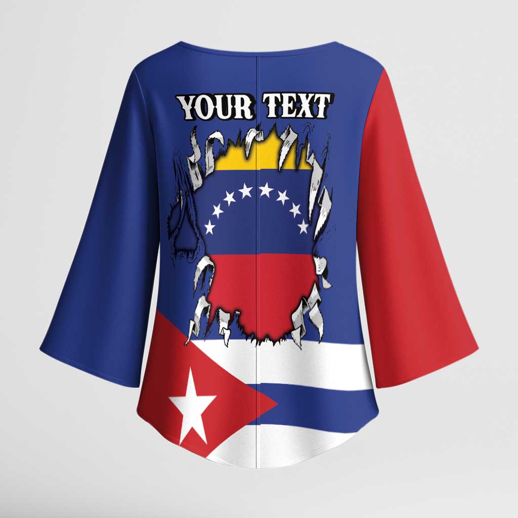 Personalized Cuba Venezuela Kimono Sleeve Blouse Fuerza Y Esperanza - Wonder Print Shop