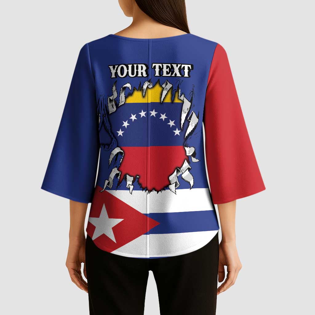 Personalized Cuba Venezuela Kimono Sleeve Blouse Fuerza Y Esperanza - Wonder Print Shop