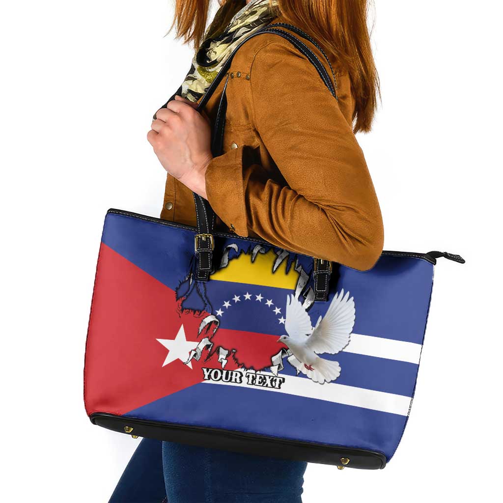 Personalized Cuba Venezuela Leather Tote Bag Fuerza Y Esperanza - Wonder Print Shop