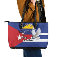 Personalized Cuba Venezuela Leather Tote Bag Fuerza Y Esperanza - Wonder Print Shop