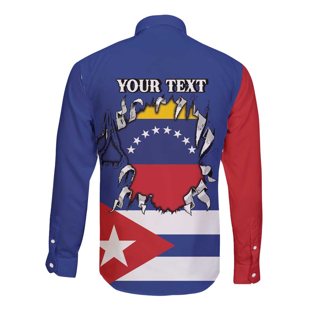 Personalized Cuba Venezuela Long Sleeve Button Shirt Fuerza Y Esperanza - Wonder Print Shop