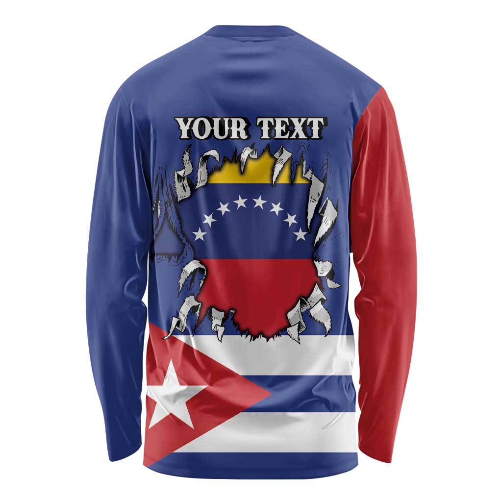 Personalized Cuba Venezuela Long Sleeve Shirt Fuerza Y Esperanza - Wonder Print Shop