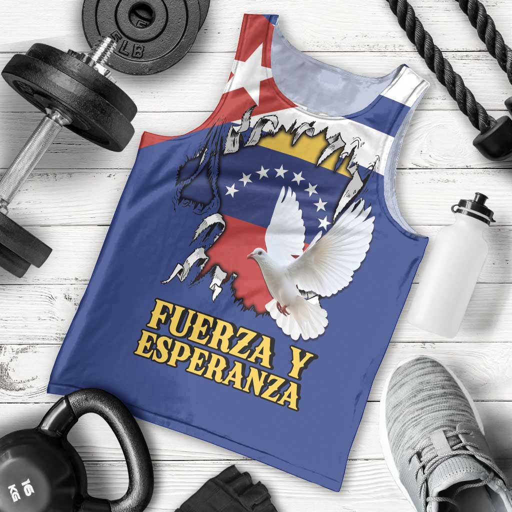 Personalized Cuba Venezuela Men Tank Top Fuerza Y Esperanza - Wonder Print Shop