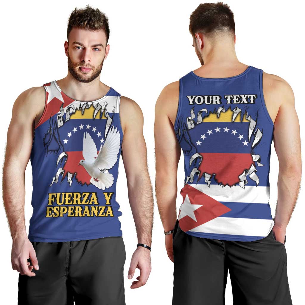 Personalized Cuba Venezuela Men Tank Top Fuerza Y Esperanza - Wonder Print Shop
