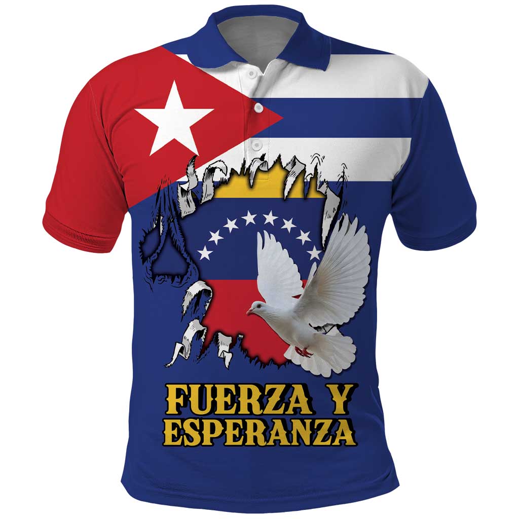 Personalized Cuba Venezuela Polo Shirt Fuerza Y Esperanza - Wonder Print Shop