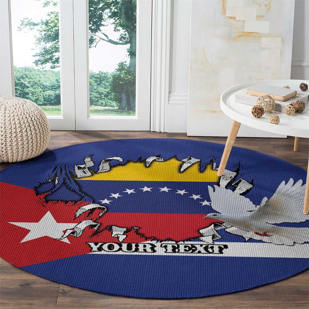 Personalized Cuba Venezuela Round Carpet Fuerza Y Esperanza - Wonder Print Shop