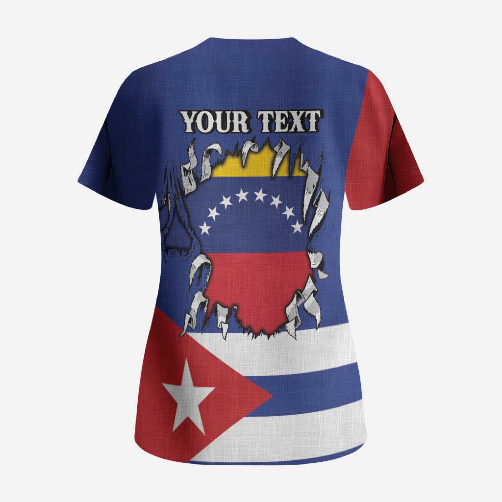 Personalized Cuba Venezuela Scrub Top Fuerza Y Esperanza - Wonder Print Shop