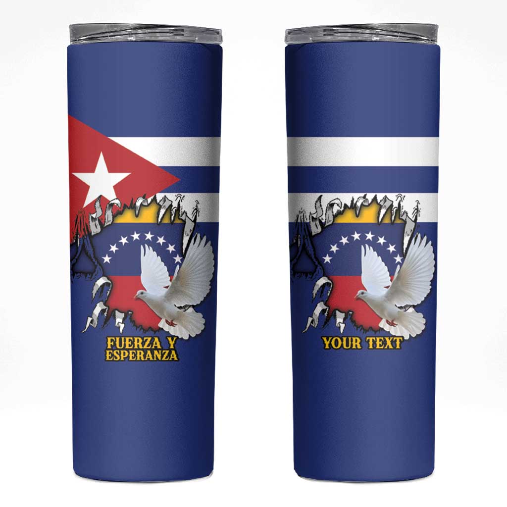 Personalized Cuba Venezuela Skinny Tumbler Fuerza Y Esperanza - Wonder Print Shop