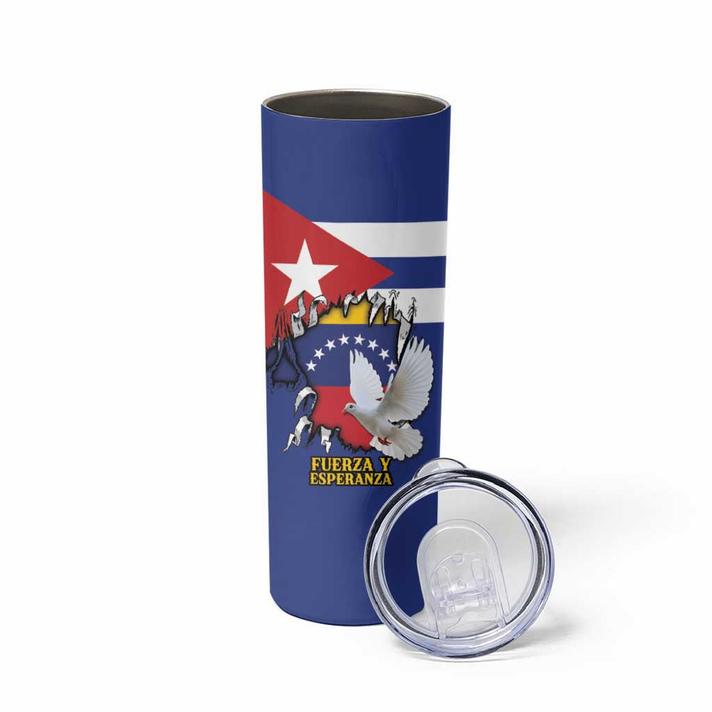 Personalized Cuba Venezuela Skinny Tumbler Fuerza Y Esperanza - Wonder Print Shop